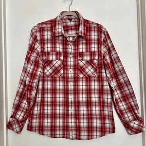 Men's Red Plaid Button-Up Shirt size M Oakley Medium red shirt